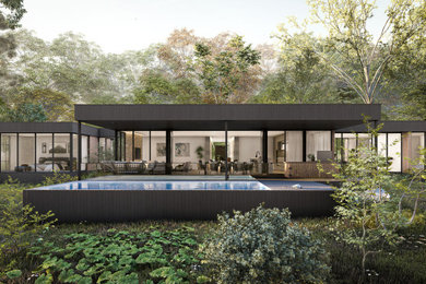 This is an example of a large contemporary backyard rectangular aboveground pool in Perth with with a pool and decking.
