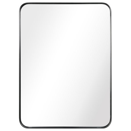 Ultra Stainless Steel Rectangular Wall Mirror, Black, 22"x30", Brushed