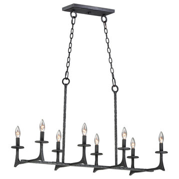 Maxim 30307 Anvil 8 Light 38"W Taper Candle Chandelier - Natural Iron