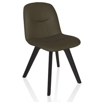 Chantal Dining Chair, Dark Green, Charcoal Oak Frame, 32.68"H