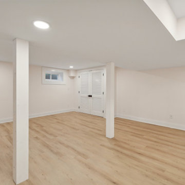 Finished Basement with Wrapped Columns
