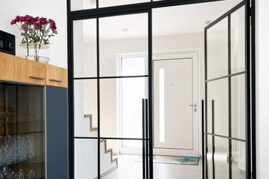 Stahl Loft Tür -  Doppeltür mit Oberlicht Abtrennung Flur und Wohnzimmer