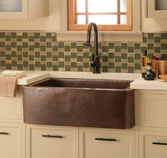 Zuma, Copper Farmhouse Kitchen Sink with Angled Apron