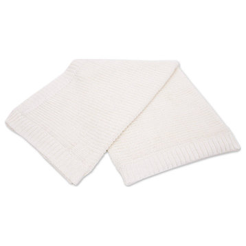 Novica Handmade White Comfort Cotton Throw Blanket