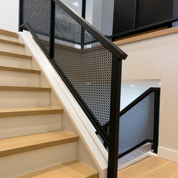 Oak Hand Rail + Perforated Steel Railing