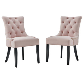 Regent Tufted Performance Velvet Dining Side Chairs - Set of 2 EEI-3780-PNK
