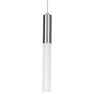 Kylo LED 1-Light Brushed Nickel Frosted Glass LED Modern Pendant Hanging Light