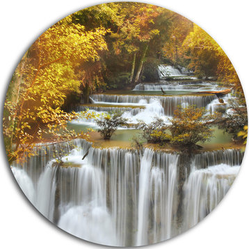 Autumn Huai Mae Kamin Waterfall, Disc Metal Wall Art, 38"