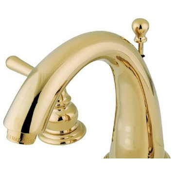 Contemporary Widespread Bathroom Faucet, 2 Lever, Polished Brass