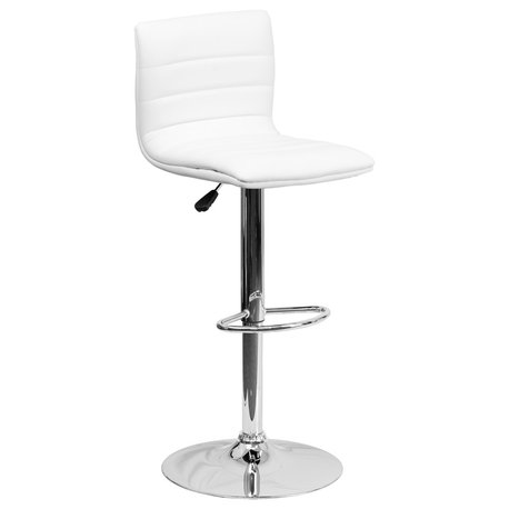 Flash Furniture Contemporary White Vinyl Adjustable H Bar Stool