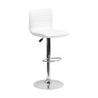 Contemporary Adjustable Height Barstool With Chrome Base, White