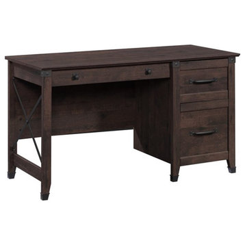 Pemberly Row Contemporary Engineered Wood Desk in Coffee Oak
