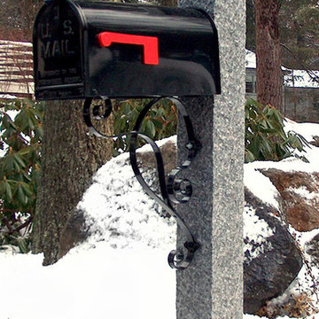 Granite Mailbox Post with White Post Cap