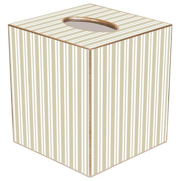 TB1124 - Taupe Stripe Tissue Box Cover