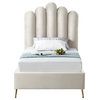 Lily Velvet Bed, Cream, Twin