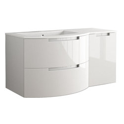 Italian 53 inch Modern Floating Bathroom Vanity White Glossy Finish with Left Si - Bathroom Vanities And Sink Consoles