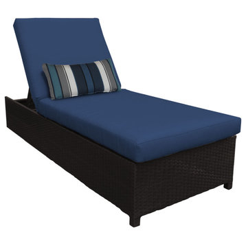Barbados Wheeled Chaise Outdoor Wicker Patio Furniture in Navy