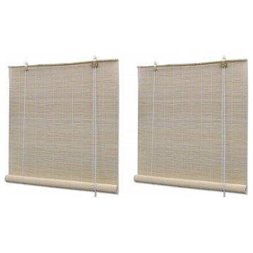 vidaXL Roller Blind Window Shade with Pull Cords Roll up Blackout Blind Bamboo