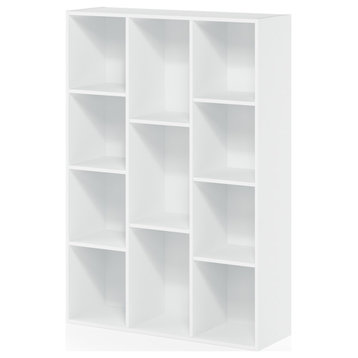 Furinno 11-Cube Reversible Open Shelf Bookcase, White