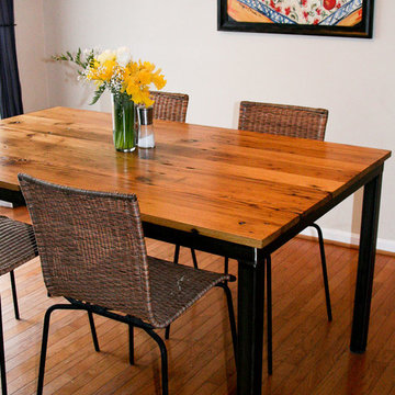 Wormy American Chestnut Dining Table with Steel Base