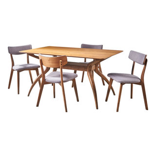 GDF Studio 5-Piece Nerron Mid Century Wood Dining Set - Midcentury ...