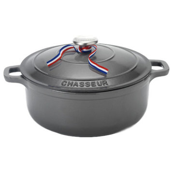 Chasseur 3.8-Quart Caviar-Gray Enameled Cast Iron Oval Dutch Oven