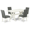East West Furniture X-Style 5-piece Wood Dining Room Set in Gray Finish
