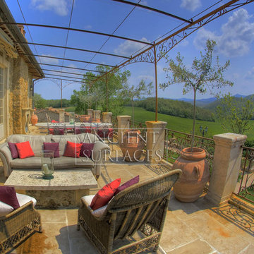 Patio layout showcasing our unique stone elements in architectural settings.