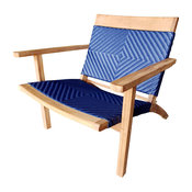 Teak Wood Barcelona Patio Lounge and Dining Chair, Blue
