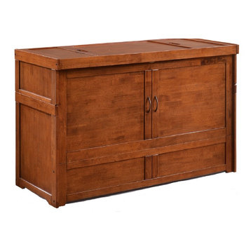 Murphy Cube Cabinet Bed Queen With Mattress, Cherry
