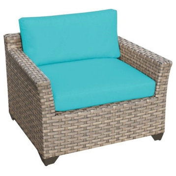 TK Classics Monterey Outdoor Traditional Wicker Club Chair in Turquoise