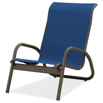 Gardenella Sling Stacking Poolside Chair, Textured Beachwood, Cobalt