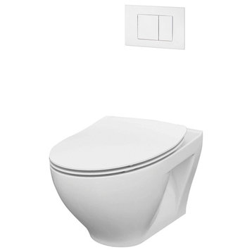 In-Wall Toilet Set, White Square Actuators, 2"x4" Carrier & Tank