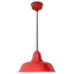 Cocoweb - 16" Farmhouse LED Pendant Light, Cherry Red With Galvanized Silver Downrod - Rustic Style with a Modern Twist