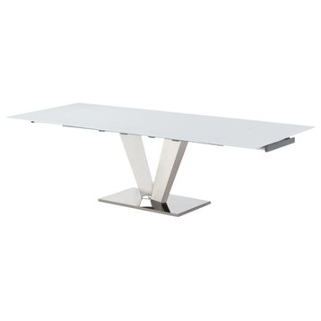 Otello Dining Table Base With White Glass Top