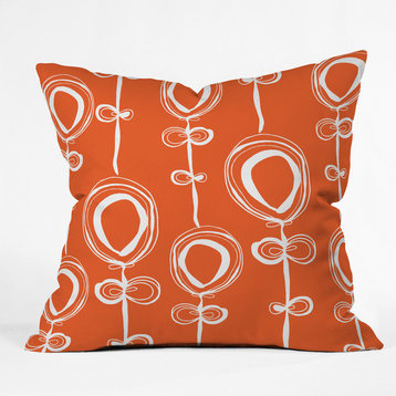 Contemporary Orange Outdoor Throw Pillow, 16"x16"