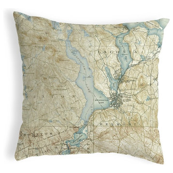 Betsy Drake Lake Winnisquam, NH Nautical Map Noncorded Indoor/Outdoor Pillow 18