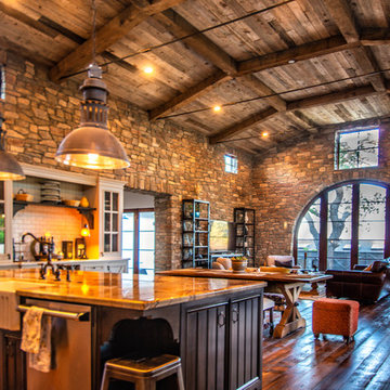 weathered timbers and natureaged ceiling and siding