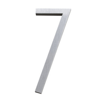 Modern Font House Number, Brushed, 6", Number 7, Contemporary Font