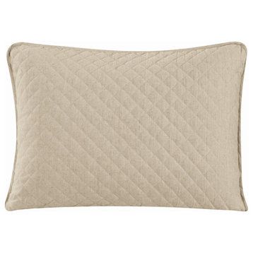 Anna Diamond Quilted Pillow Sham Set, 21"x27", Light Tan, 2 Piece