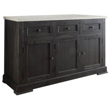 Acme Server in White Marble and Salvage Dark Oak Finish 72847