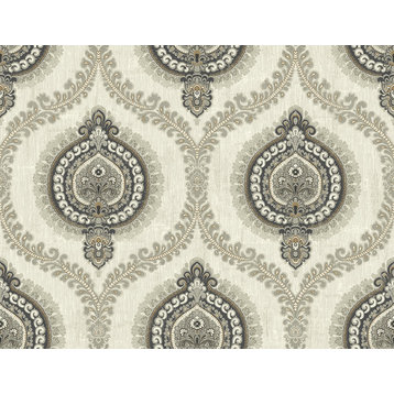 Medallion Ogee Wallpaper in Silver IM71200 from Wallquest