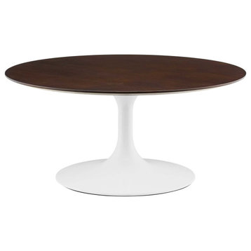 Coffee Table, Round, White Walnut, Wood, Metal, Modern, Lounge Cafe Hospitality