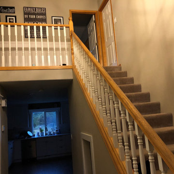 Complete stair remodel before and after in white oak