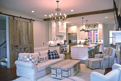 Farmhouse family room photo in Denver