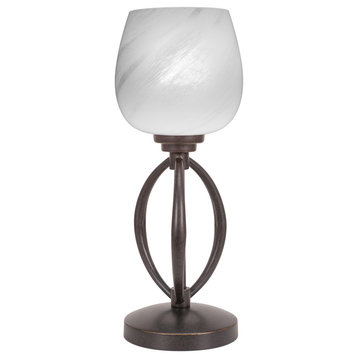 Marquise Accent Lamp In Dark Granite Finish With 6" White Marble Glass