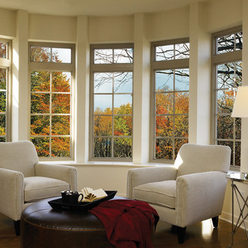 Tuscany series vinyl windows with even sightlines, aesthetically pleasing