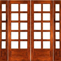 Prehung Rustic-10-lite-P/B French Solid IG Glass Double Door Sidelights - Patio Doors