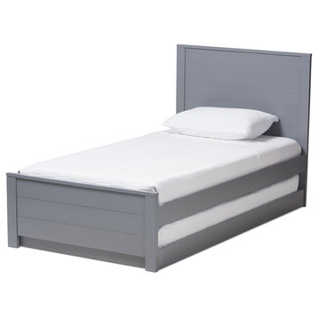Catalina Mission Style Gray-Finished Wood Twin Platform Bed With Trundle