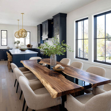 Black Walnut Live Edge Dining Table with Black Epoxy River